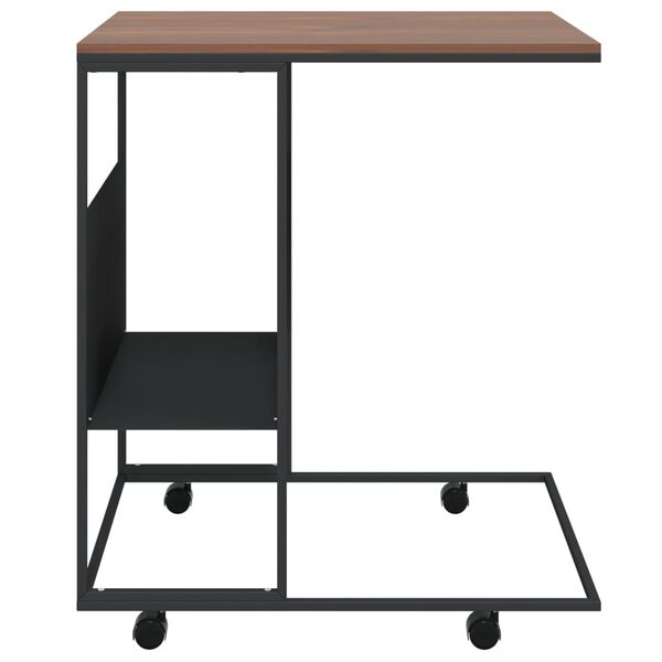 vidaXL Side Table with Wheels Black 55x36x63.5 cm Engineered Wood