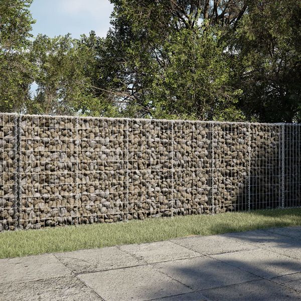 vidaXL Gabion Basket with Cover 300x50x100 cm Galvanised Iron