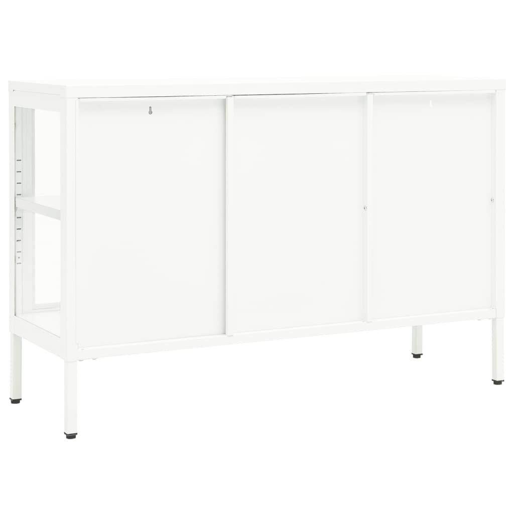 vidaXL Sideboard White 105x35x70 cm Steel and Glass