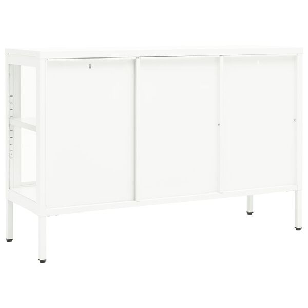 vidaXL Sideboard White 105x35x70 cm Steel and Glass