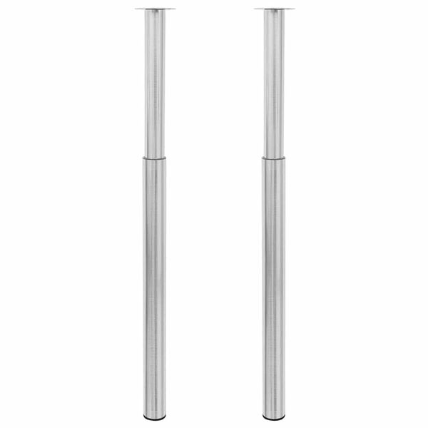 2 Telescopic Table Legs Brushed Nickel 710 mm-1100 mm