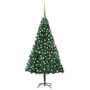 vidaXL Artificial Pre-lit Christmas Tree with Ball Set Green 240 cm