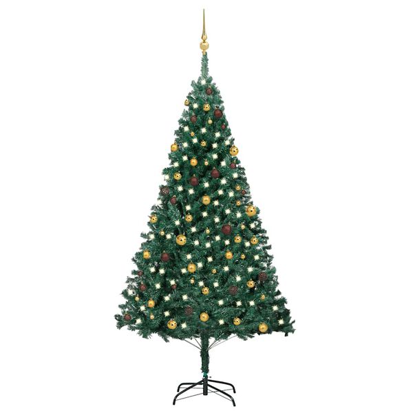 vidaXL Artificial Pre-lit Christmas Tree with Ball Set Green 240 cm