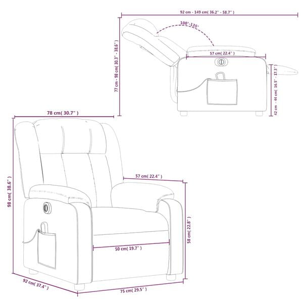 vidaXL Electric Massage Recliner Chair Dark Green Fabric