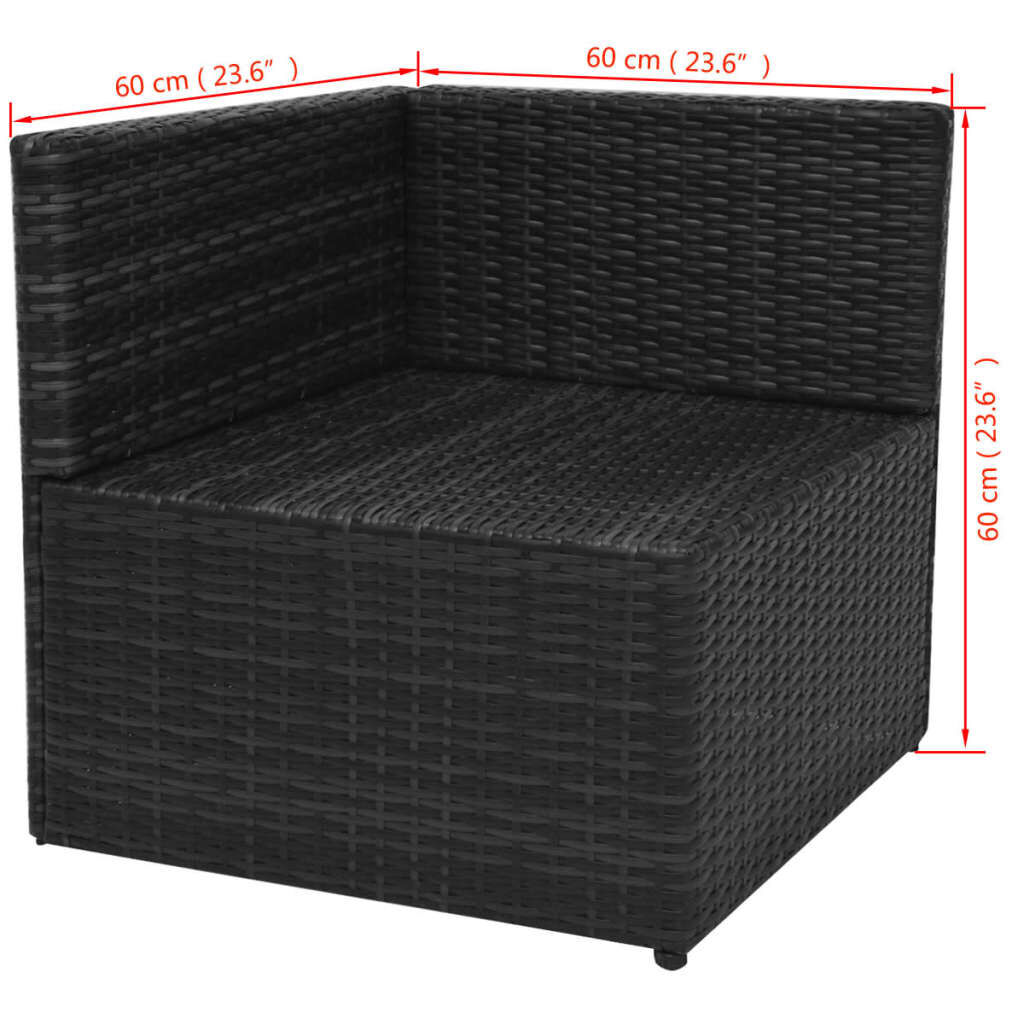 vidaXL 5 Piece Garden Lounge Set with Cushions Poly Rattan Black