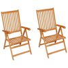vidaXL Garden Chairs 2 pcs with Red Cushions Solid Teak Wood