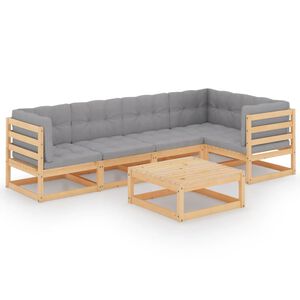 vidaXL 6 Piece Garden Lounge Set with Cushions Solid Pinewood