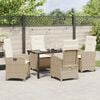 vidaXL Garden Dining Set with Cushion 5 pcs Beige Poly Rattan