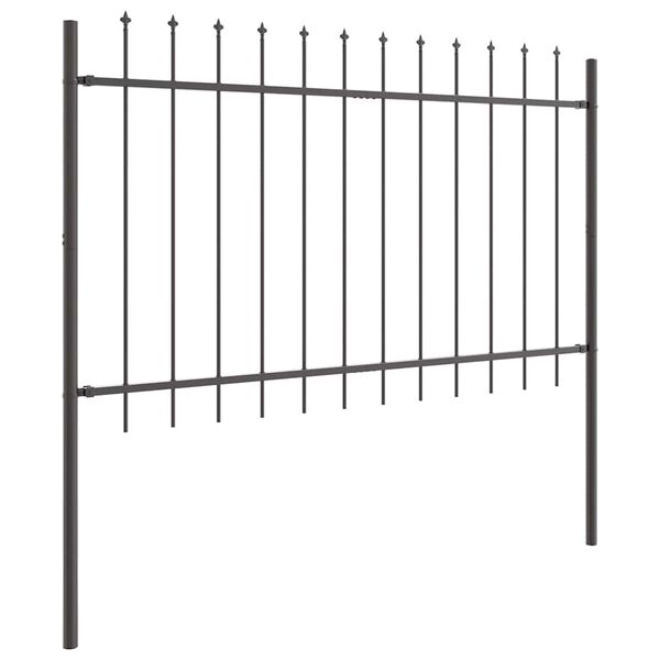 vidaXL Garden Fence 7 pcs Grey 11.9 x 1 m Powder-coated Steel