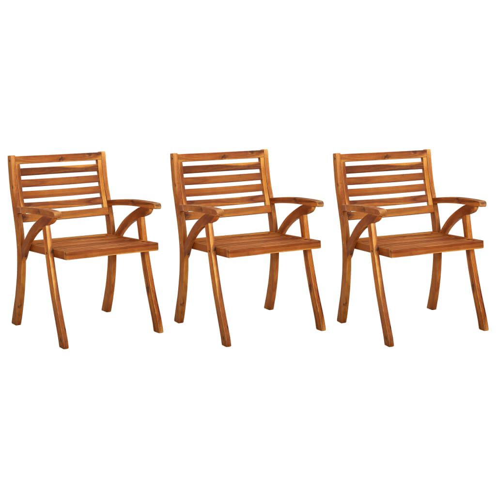 vidaXL Garden Dining Chairs with Cushions 3 pcs Solid Acacia Wood