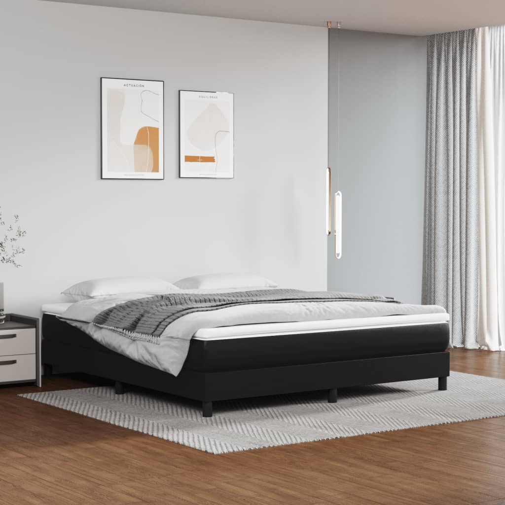 vidaXL Bed Frame without Mattress Black King Faux Leather (US Only)