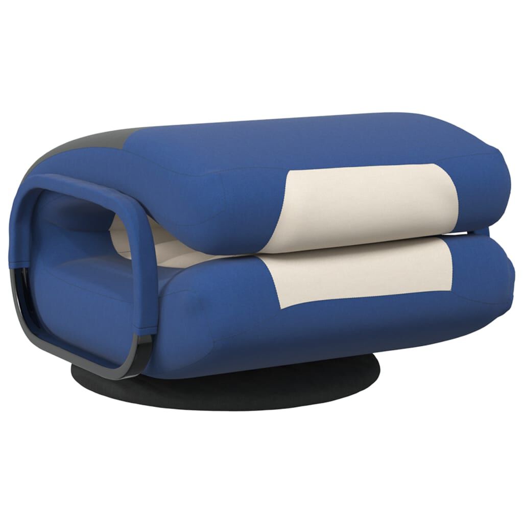 vidaXL Swivel Floor Chair Blue and Cream Fabric