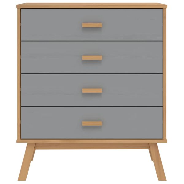 vidaXL Drawer Cabinet OLDEN Grey and Brown Solid Wood Pine
