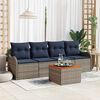 vidaXL Garden Sofa Set with Cushion 5 pcs Grey Poly Rattan