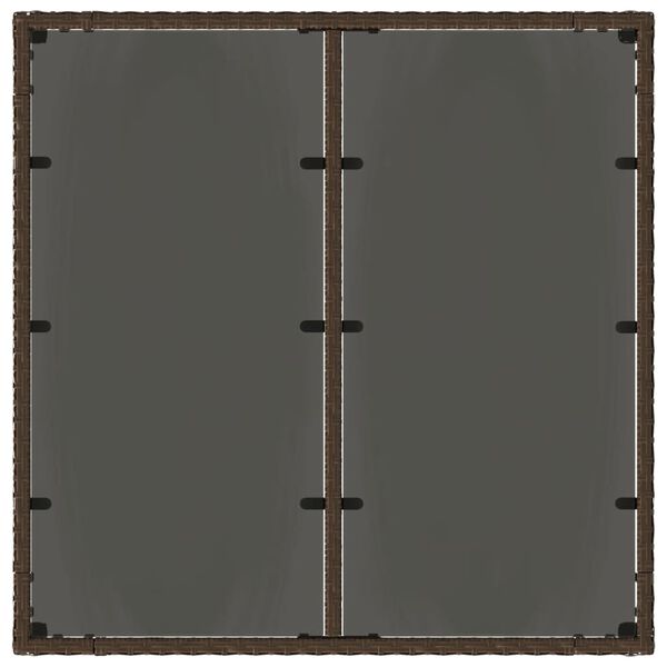 vidaXL Garden Table with Glass Top Brown 90x90x75 cm Poly Rattan