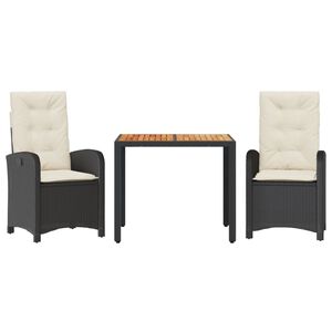 vidaXL 9 Piece Garden Dining Set with Cushions Black Poly Rattan