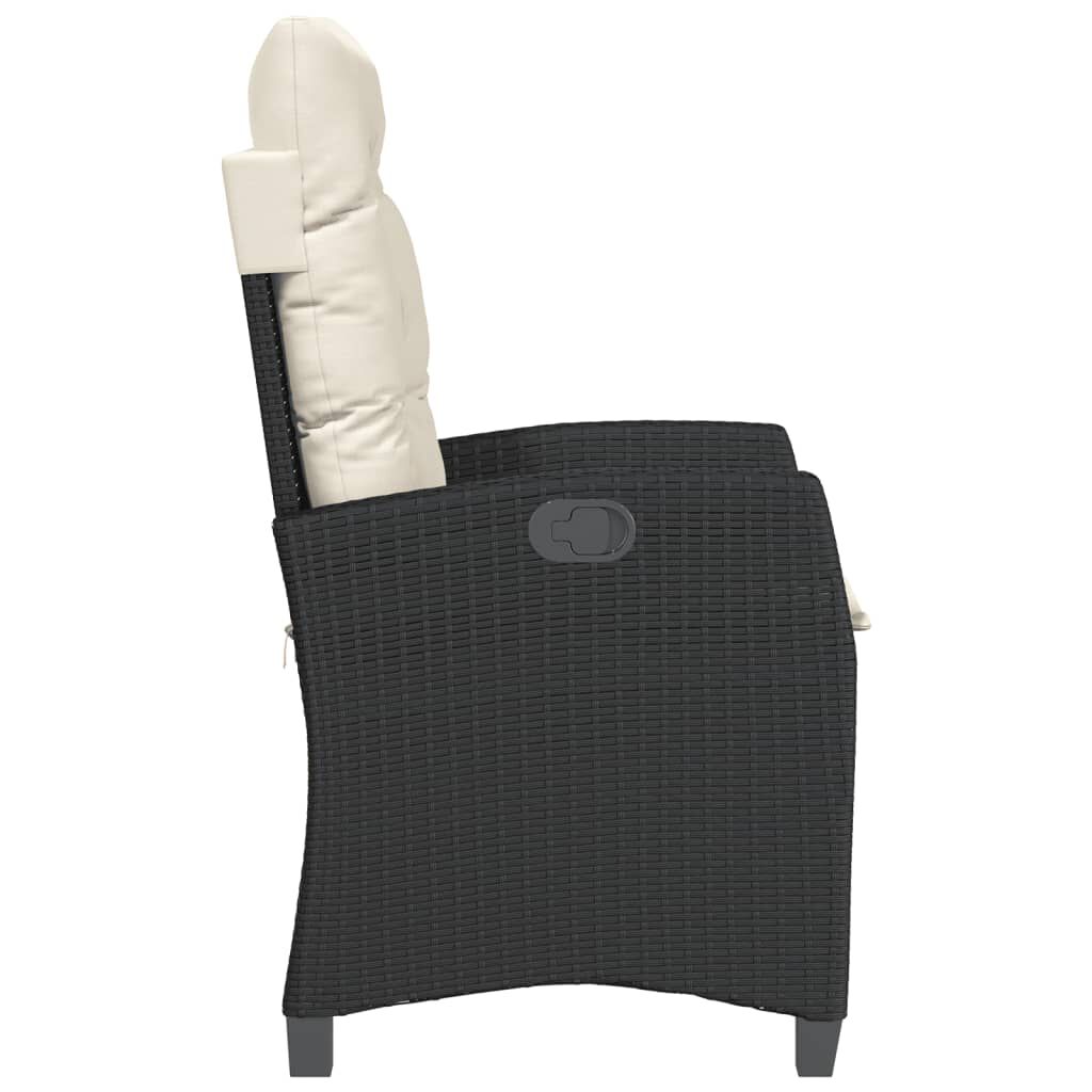 vidaXL 3 Piece Bistro Set with Cushions Black Poly Rattan