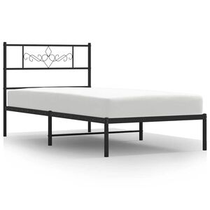 vidaXL Metal Bed Frame without Mattress with Headboard Black 100x190cm