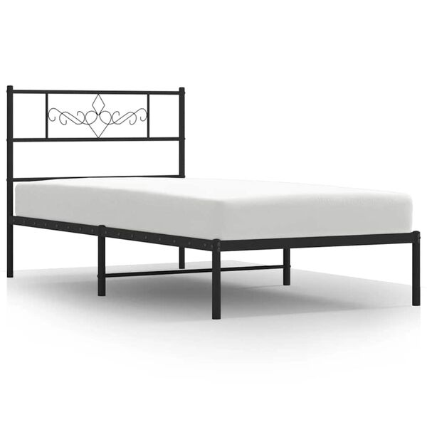 vidaXL Metal Bed Frame without Mattress with Headboard Black 100x190cm