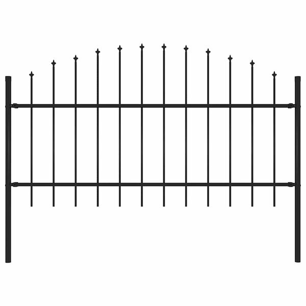 vidaXL Garden Fence with Spear Top Steel 170x125 cm Black