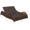 vidaXL Double Sun Lounger with Cushion Poly Rattan Brown