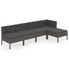 vidaXL 5 Piece Garden Lounge Set with Cushions Poly Rattan Grey
