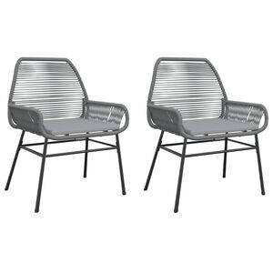vidaXL Garden Chairs 2 pcs with Cushions Grey Poly Rattan