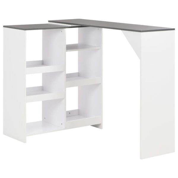 vidaXL Bar Table with Moveable Shelf White 138x39x110 cm