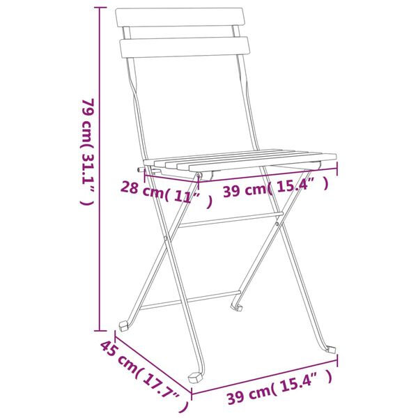 vidaXL 5 Piece Folding Bistro Set Solid Wood Acacia and Steel