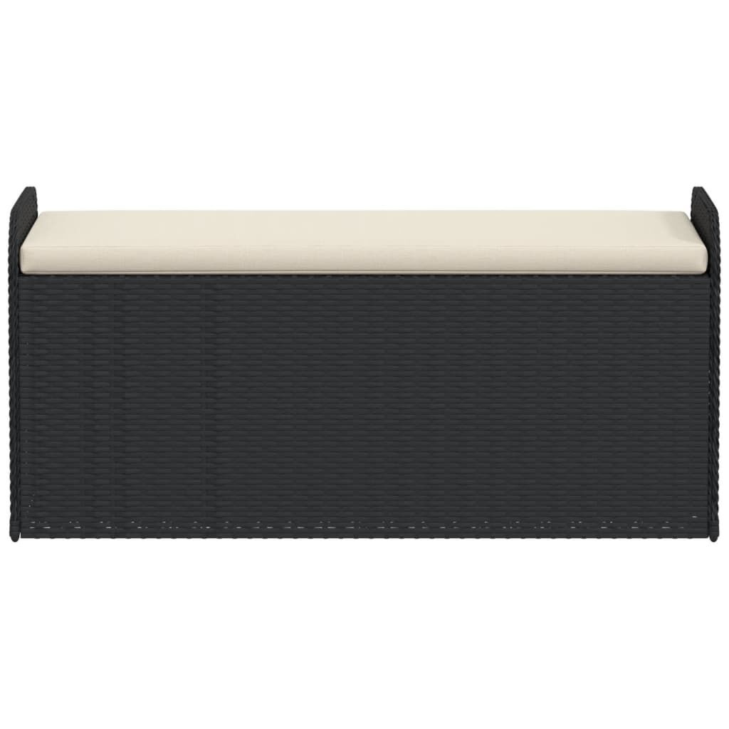 vidaXL Storage Bench with Cushion Black 115x51x52 cm Poly Rattan