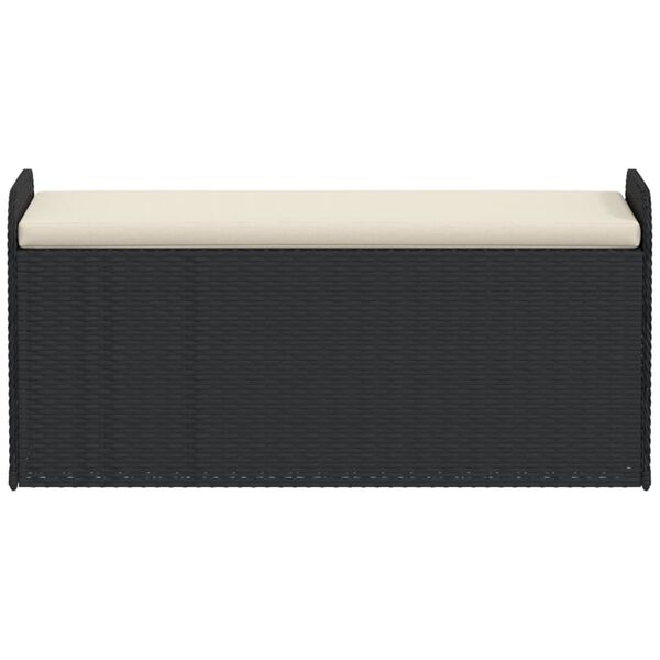 vidaXL Storage Bench with Cushion Black 115x51x52 cm Poly Rattan
