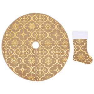 vidaXL Luxury Christmas Tree Skirt with Sock Yellow 90 cm Fabric