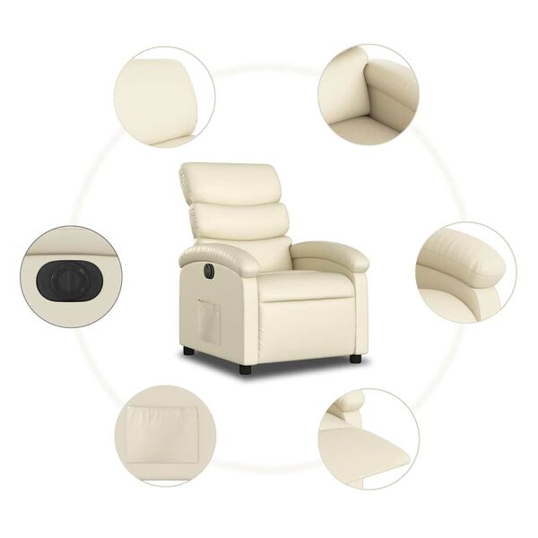 vidaXL Electric Recliner Chair Cream Faux Leather