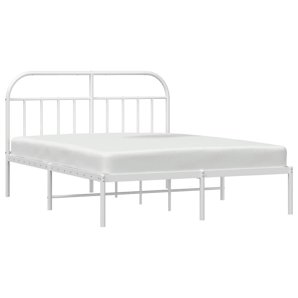 vidaXL Metal Bed Frame without Mattress with Headboard White 183x213cm
