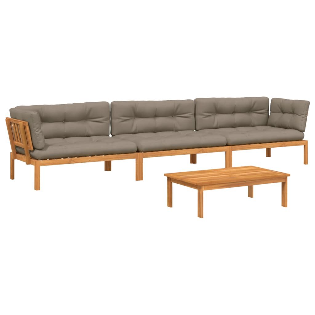 vidaXL 4 Piece Garden Pallet Sofa Set with Cushions Solid Wood Acacia