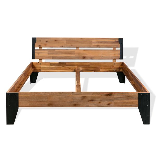 vidaXL Bed Frame without Mattress Solid Acacia Wood Steel 152x203 cm