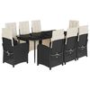 vidaXL 9 Piece Garden Dining Set with Cushions Black Poly Rattan