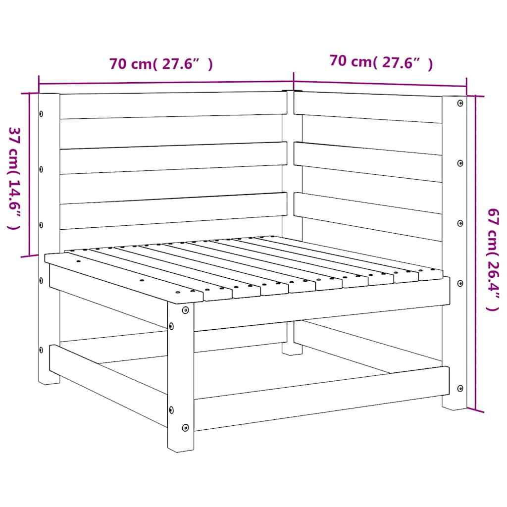 vidaXL Garden Sofas Corner 2 pcs Wax Brown 70x70x67 cm Solid Wood Pine