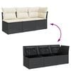 vidaXL Garden Sofa with Cushions 3-Seater Black Poly Rattan