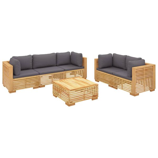 vidaXL 6 Piece Garden Lounge Set with Cushions Solid Wood Teak