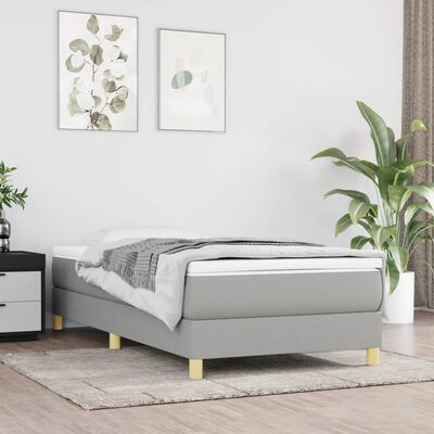 vidaXL Box Spring Bed Frame Light Grey 100x203 cm Twin XL Fabric
