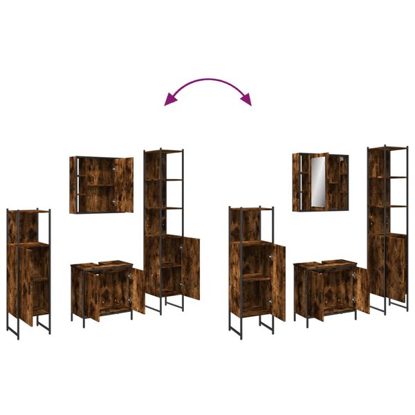 vidaXL 4 Piece Bathroom Cabinet Set Smoked Oak Engineered Wood