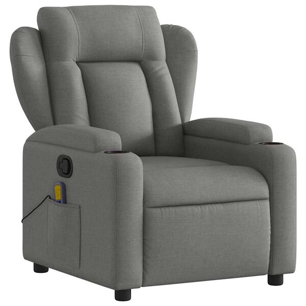 vidaXL Massage Recliner Chair Dark Grey Fabric