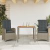 vidaXL 3 Piece Garden Dining Set with Cushions Grey Poly Rattan