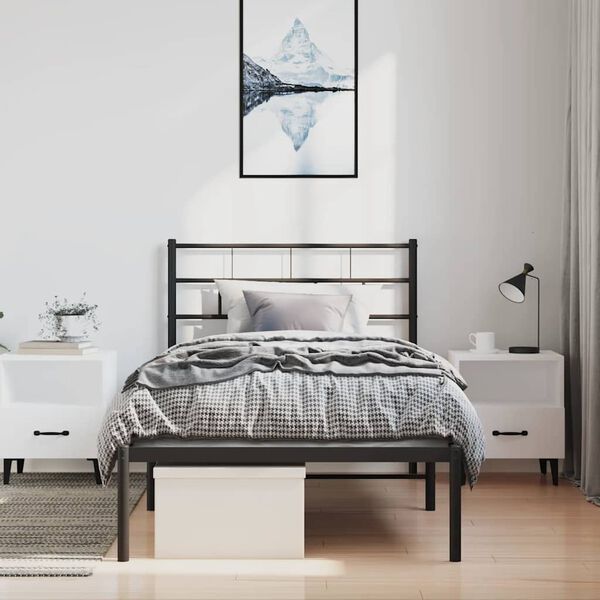 vidaXL Metal Bed Frame without Mattress with Headboard Black 100x200cm