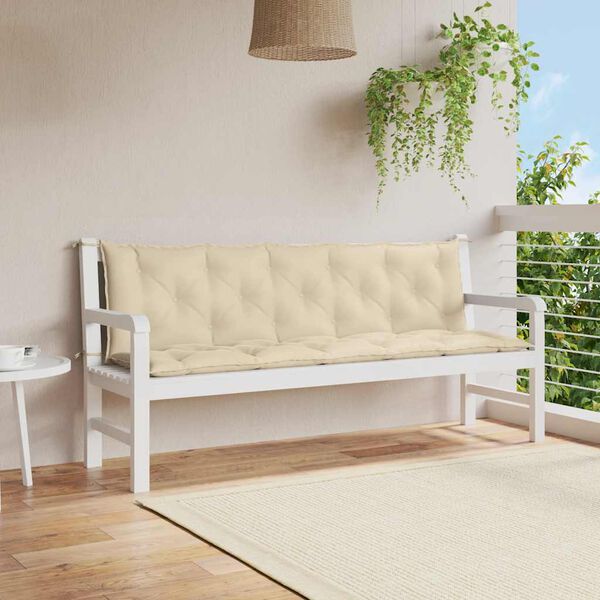 vidaXL Garden Bench Cushion Beige 180x(50+50)x7cm Oxford Fabric