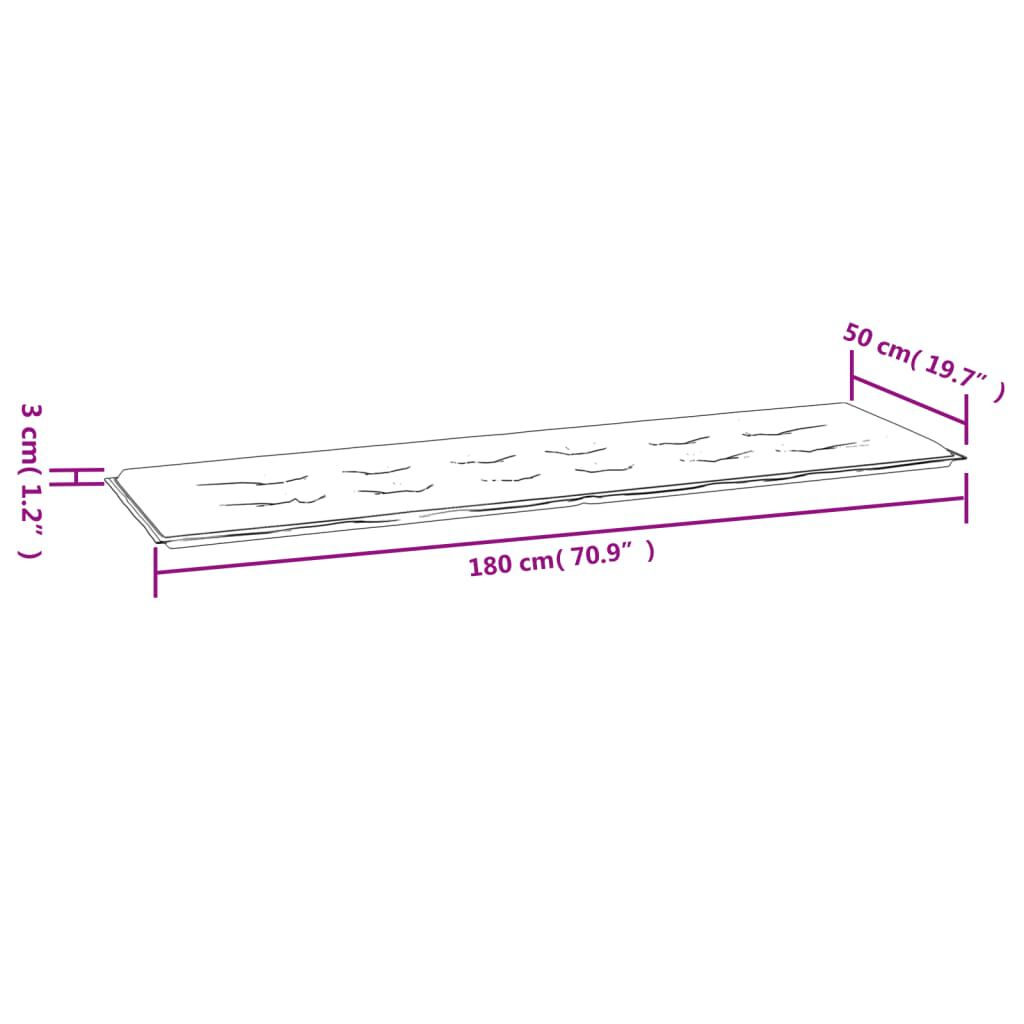 vidaXL Garden Bench Cushion Grey 180x50x3 cm Oxford Fabric