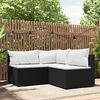 vidaXL 3 Piece Garden Lounge Set with Cushions Black Poly Rattan