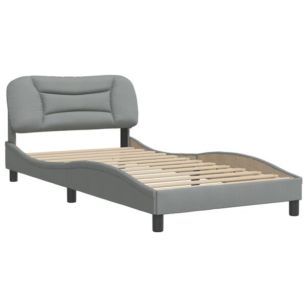 vidaXL Bed Frame without Mattress "Hvar" Light Grey 100x203 cm Fabric