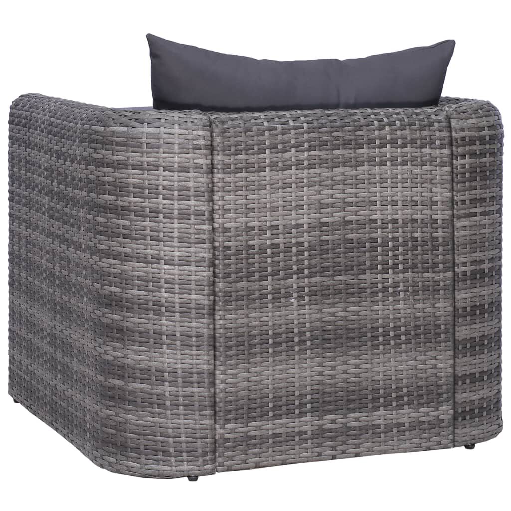vidaXL 7 Piece Garden Lounge Set with Cushions Poly Rattan Grey